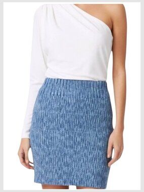 BCBGMaxAzria Bandage Mini Skirt Blue Ribbed Stretch S